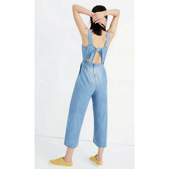 Madewell Pants - Madewell Denim Apron Bow-Back Jumpsuit
